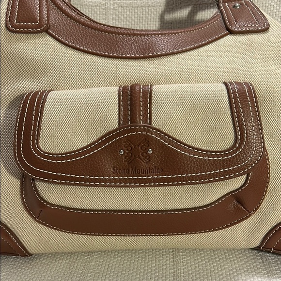 STONE MOUNTAIN Canvas/Leather Women's Shoulder Bag - Picture 4 of 13